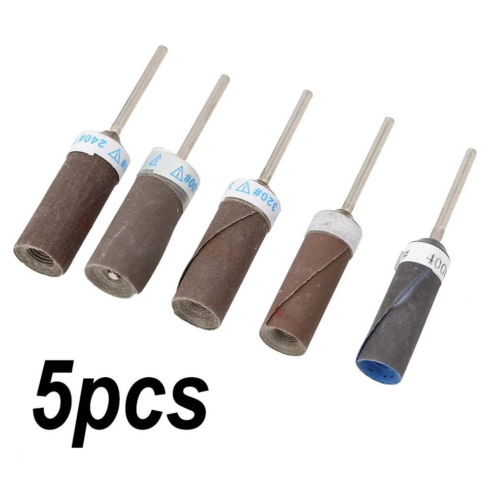 

5Pcs Sanding Band Drum Abrasive Carving Grinding Wheel Head Sandpaper Stick 180-600 Grit 2.35mm Shank For Rotary Tool Grinder