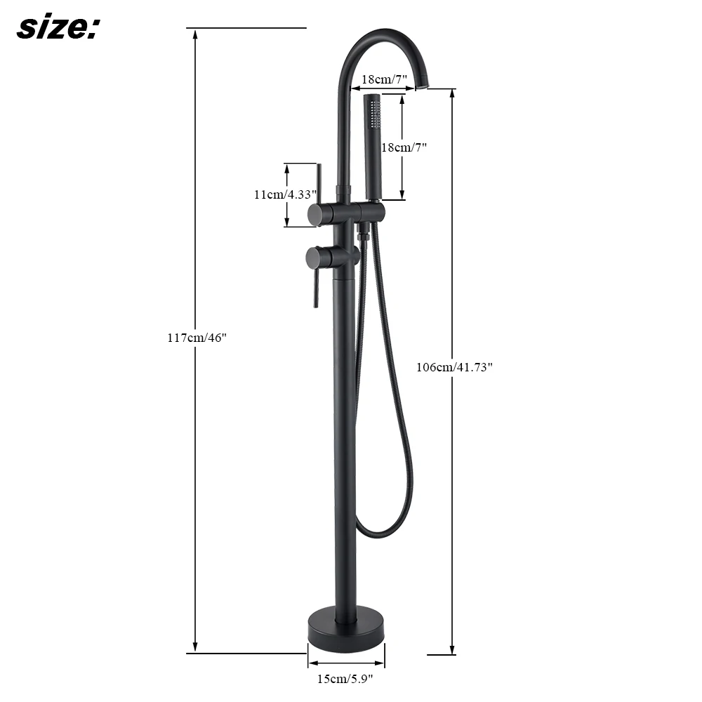 Bathtub Faucet Shower Faucet Black Golden Bathtub Shower Faucet Floor Standing Bath Tub Spout Shower Single Handle Mixer Tap Bathroom Faucet Mixer Tap