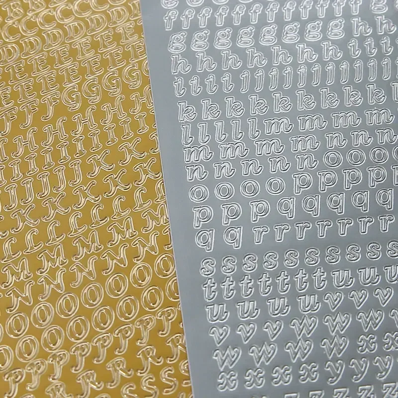 Letter stickers 1 Sheet PVC Waterproof Durable Korean Golden Silver English Letter Stickers for Photos Albums Decoration Handmade