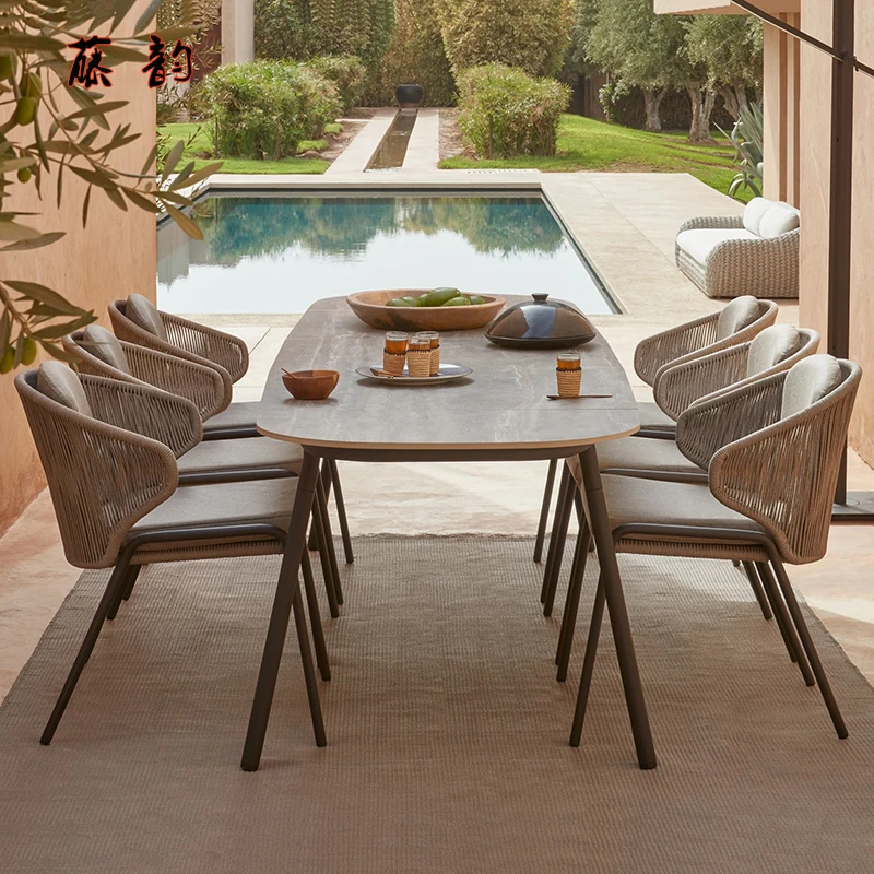 

Outdoor tables and chairs courtyard waterproof sunscreen rattan woven tables and chairs outdoor balcony rattan chairs