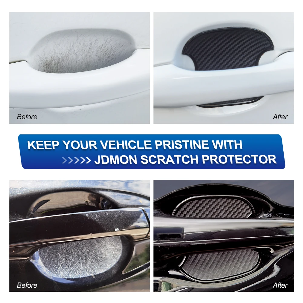 Door Handle Cup Scratch Protector Traceless TPU Carbon Fiber Textured Door Bowl 3D Sticker Universal Door Handle Paint Cover