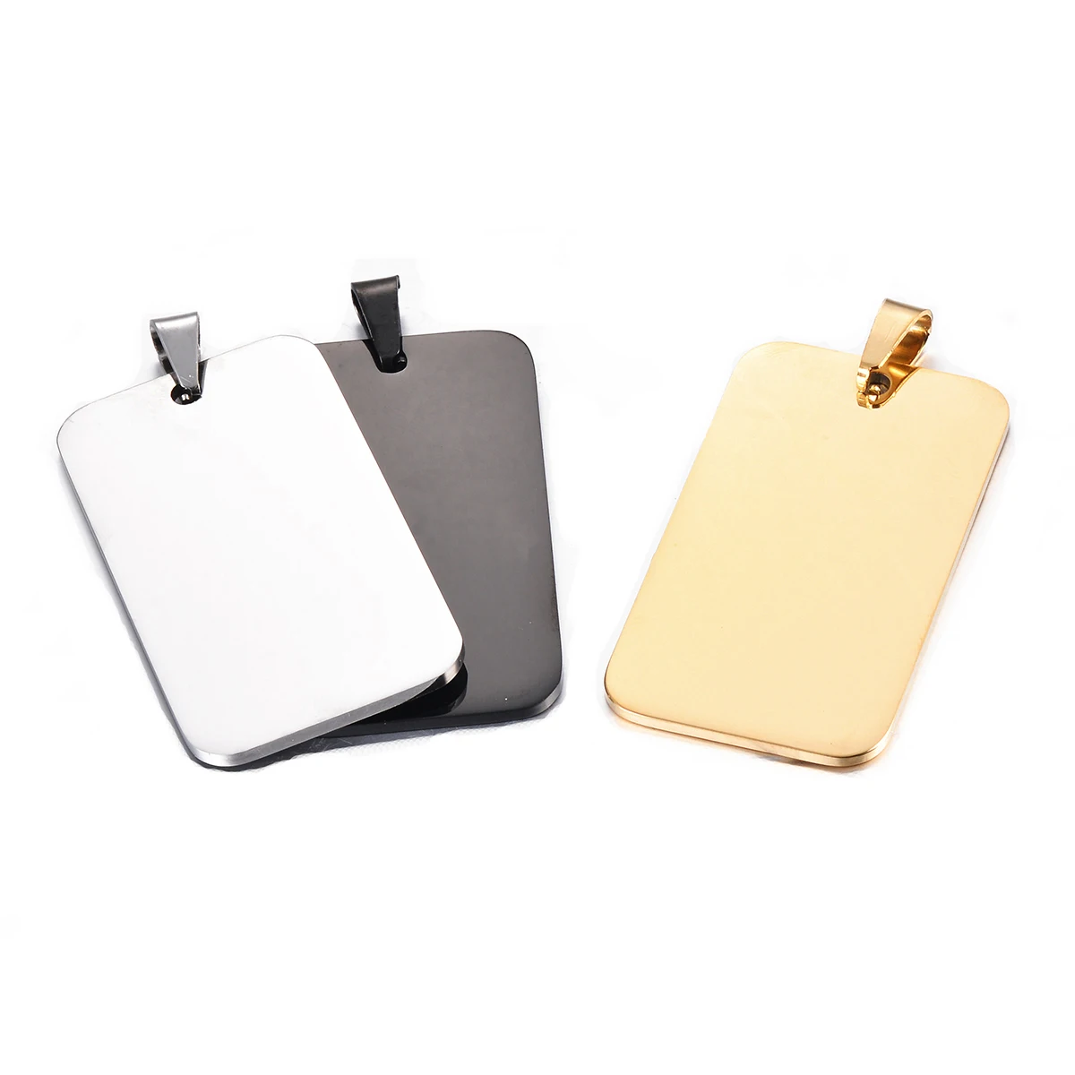 

5Pcs/Lot Rectangle Stainless Steel Dog ID Tag Blank Keychain 50X28mm for DIY Accessories Custom Logo Keychain Wholesale