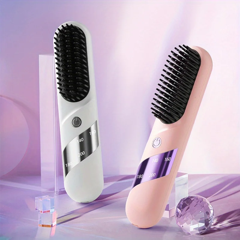 Portable Wireless Hair Straightener Comb Cordless Mini Hair Straightener Brush Dryer and Straightening Brush Tools
