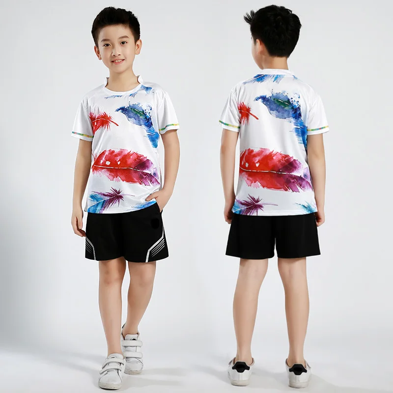 New Short Sleeve Kids Badminton Shirts Breathable Table Tennis T Shirts Running T-Shirt Fitness Clothing