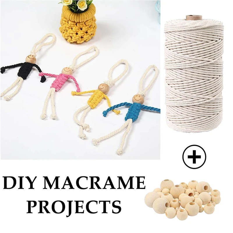 초보자용 DIY 마크라메 키트, 코튼 코드 나무 반지 키트, 마크라메 용품, 마크라메 식물 행어 벽걸이에 최적