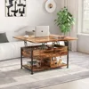 Lift Top Coffee Table ，4 in 1 Multi-Function Coffee Table with Hidden Compartment ，Modern Lift Tabletop Dining Table 2