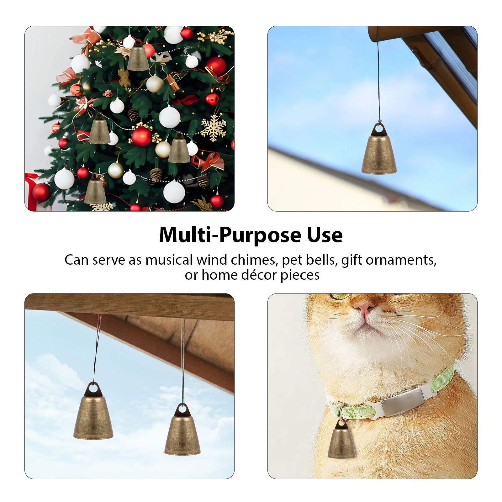 Hanging Bells Wind Chimes Jingle Bell DIY Iron Small Bell Pendant for Christmas Tree Christmas Wreath Party Wedding Festive 6pcs bamboo wind chimes