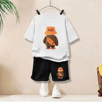 Summer Baby Girls Clothes Set Children Boy Cartoon Bear Tshirts and Shorts 2 Pieces Suit Kid Casual Top Bottom Outfit Tracksuit 5