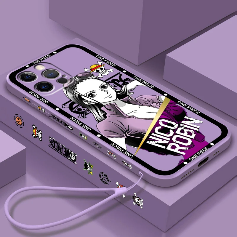 thumbnail image 1 of Funda de teléfono One Piece Robin Sanji Cool Liquid Left Rope para Apple iPhone 15 14 13 12 11 XS XR X 8 7 SE Pro Max Plus Mini, 1 of 5