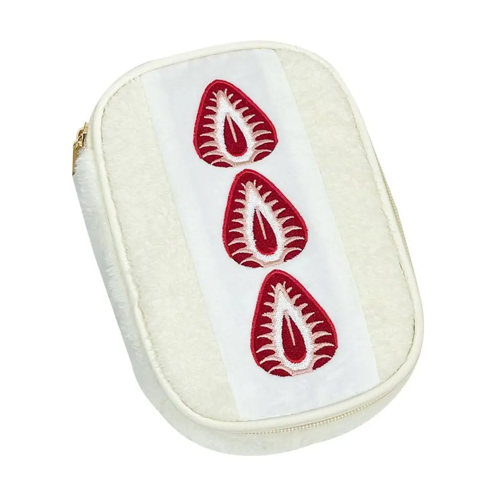 Portable Fuzzy Pen Bag Strawberry Sandwich Multi-functional Makeup Bag Cute Embroidered Pencil Case School Office 3
