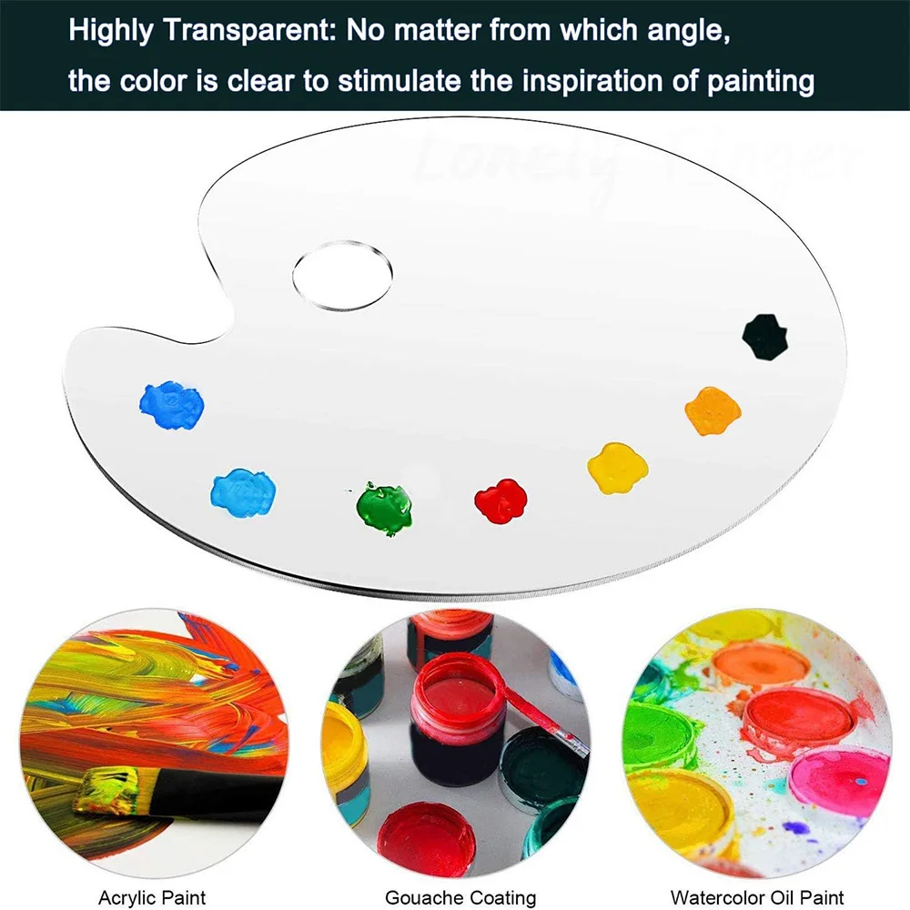 Acrylic Paint Palette 3/6Pcs Clear Tray Easy Clean Non-Stick for Oil Watercolor Craft