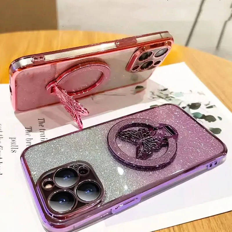 Butterfly Ring Stand Phone Case with Enhanced Grip and Stylish Protection