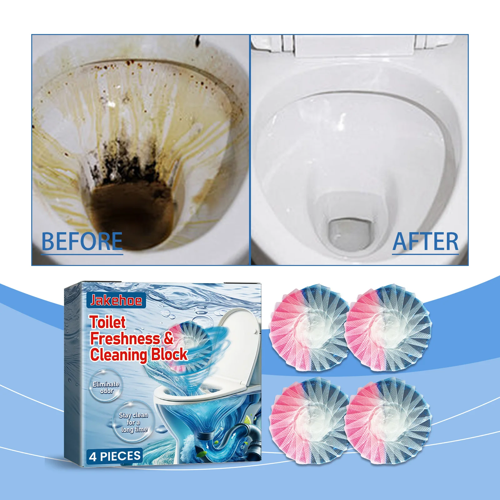 Toilet Bowl Cleaners Household Toilet Bowl Cleaning Blocks Deodorizers 4 Pack Long-Lasting Fresh Scent Cleaner for Bathroom