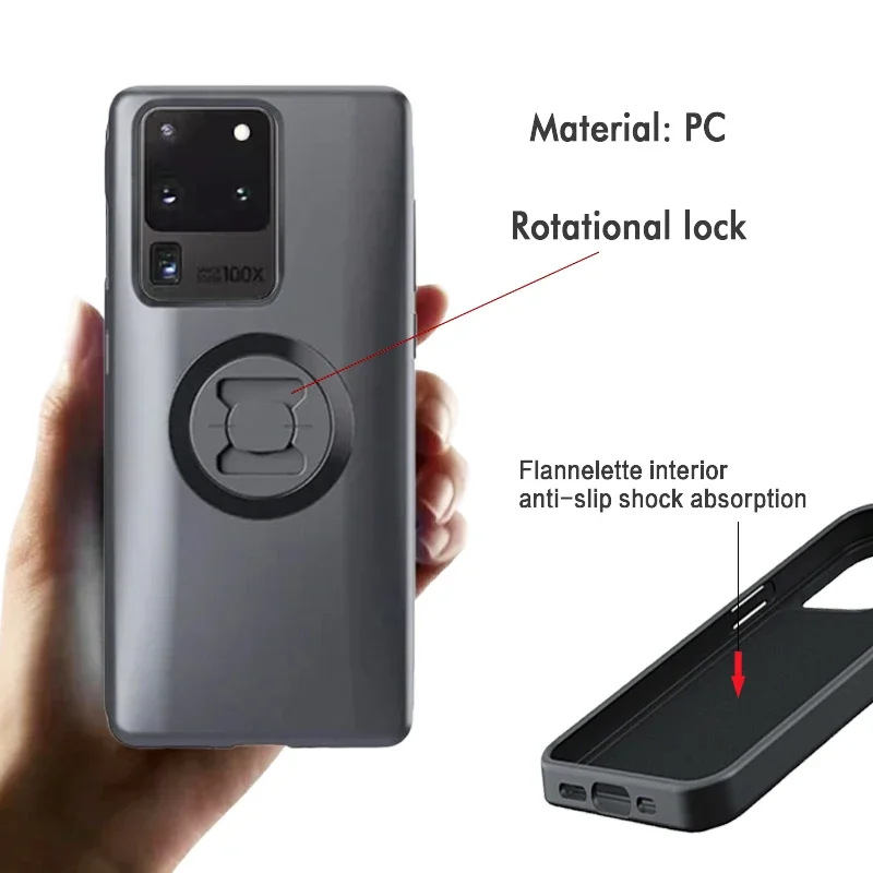 Motorcycle Mount Phone Case with Anti-Vibration and Quick Lock System