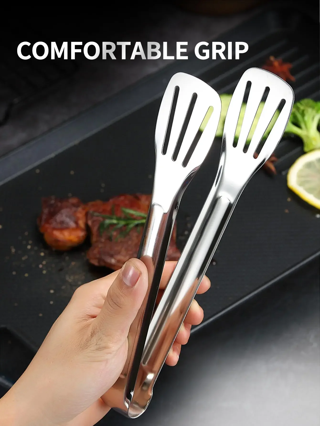 304 Stainless Steel Food Pliers, Anti Slip Barbecue Steak Clip, Fried Fish Barbecue Bread Clip, Kitchen Tool Cooking Pliers