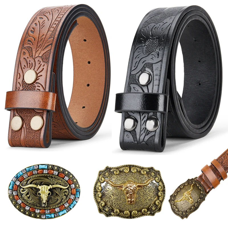 TRIWORKS Cintura In Pelle Con Fibbia Occidentale Per Uomo Donna - Foto 3