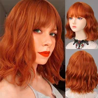 Fashionable orange synthetic wig with Liu seawater ripple daily wear cosplay party high temperature silk wig full head cover 1