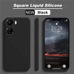 Premium Anti-Fall Liquid Silicone Soft Phone Case for Poco F6 Pro (Black)