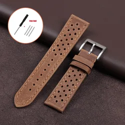 Vintage Genuine Leather Universal Watch Strap - Breathable Cowhide Wristband Accessory - 22mm (Matte Brown)