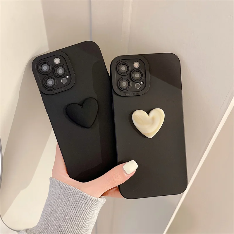 Liquid Silicone Candy Heart Full Coverage Soft Glitter Jellewed Phone Case For iPhone 11 12 13 14 15 16 Pro Max Plus Cover_voghion.com