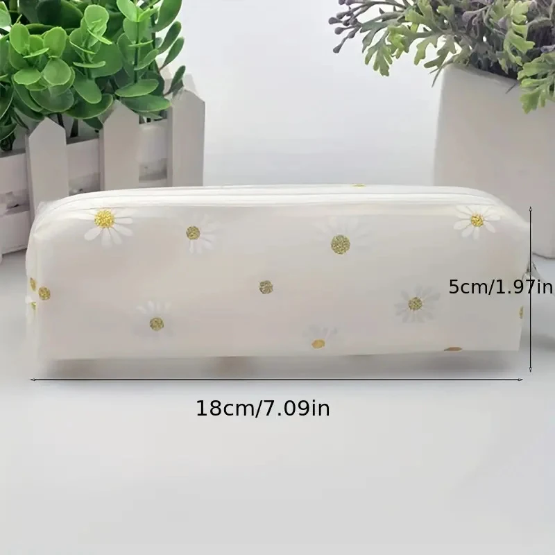 School Supplies Stationery Kawaii Transparent Pencil Case Daisy Gift Estuches School Pencil Box Pencilcase Pencil Bag