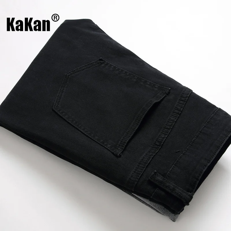 Kakan - European and American New Black Feet Jeans for Men, Original Design Rose Hole Long Jeans K21-1855