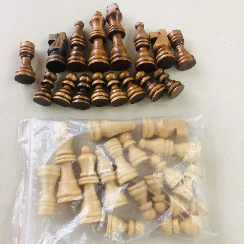 16Pcs Wooden Chess Pieces Set 64mm King International Chessmen Classic Board Game Collection Strategy Game Accessories