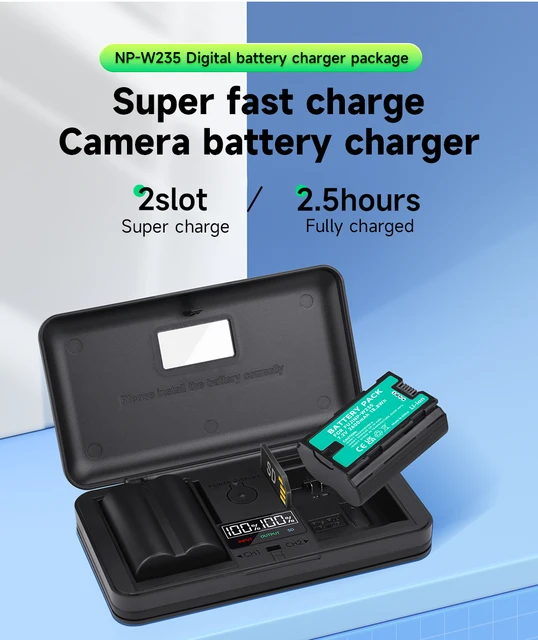 PALO 2600mAh NP-W235 NP W235 Battery + LCD USB Dual Charger for 