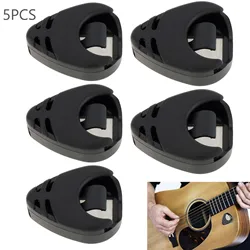 5-Pack Stick-On Guitar Pick Holders - Durable Plastic Cases