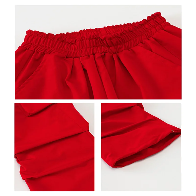 여아 힙합 크롭탑 레드 카고 배기 팬츠, 어린이 폴로 셔츠, 스트리트 댄스, 느슨한 조거 의류 세트, 어린이 스트리트웨어, 십대 티셔츠