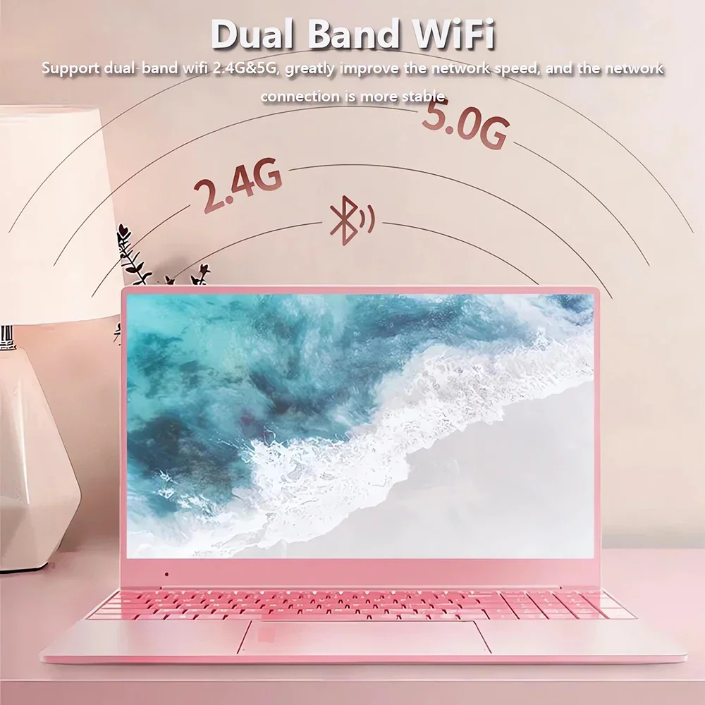 Cheap Stylish Pink 15.6" Laptop: Windows 10 Office Education Intel Celeron N5095, 16GB RAM, 1TB SSD, Dual WiFi, Narrow Bezels. 5