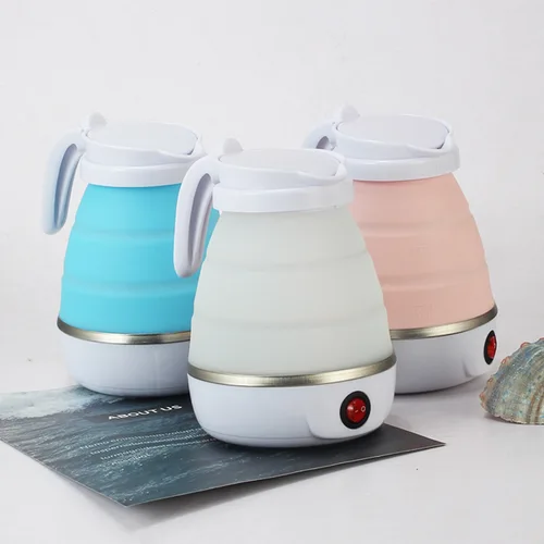 미니 접이식 실리콘 전기 주전자, 휴대용 주전자, 야외 여행 가정용 주전자, 0.6L, 600W 2