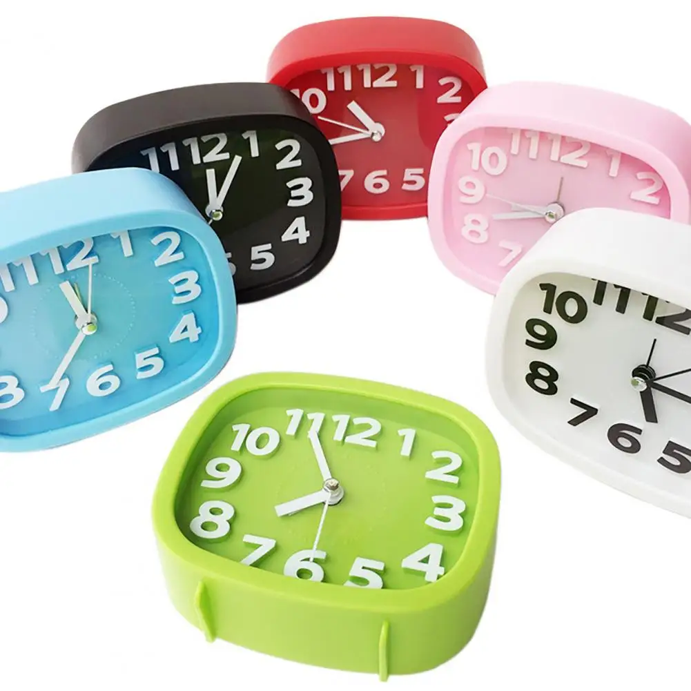 Bright-colored  Practical Bedside Non-ticking Alarm Clock Korean Style Desk Clock Battery Operated   Household Supplies 4