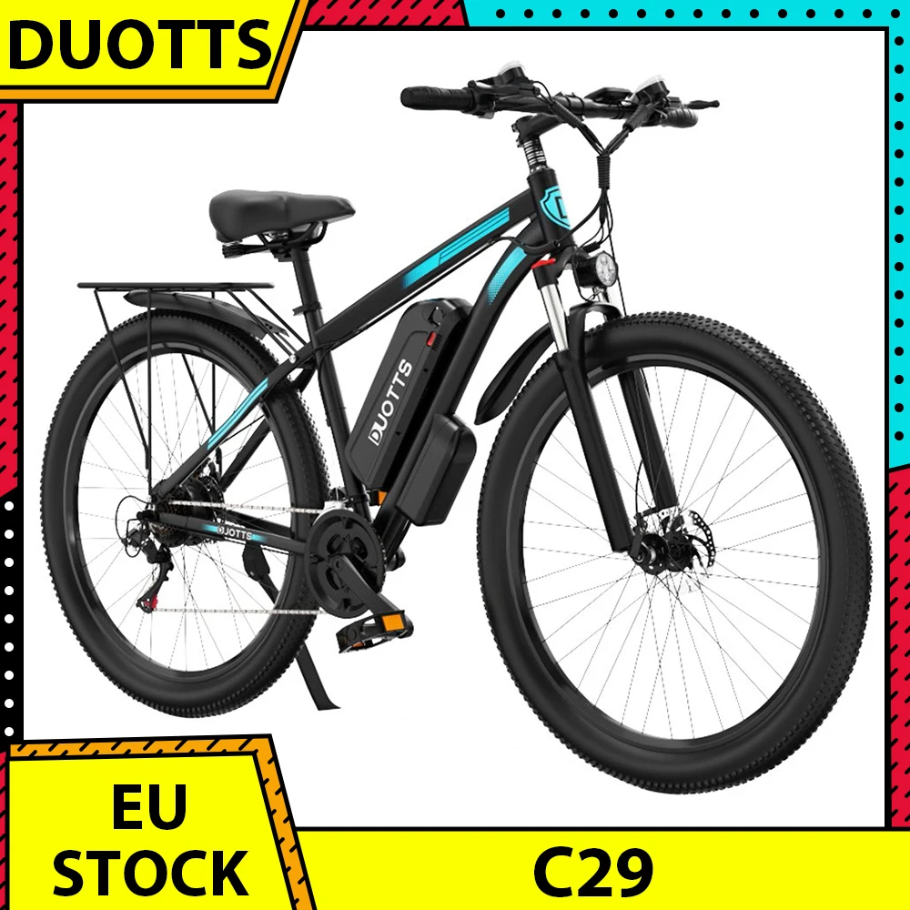 Duotts C29 Bici Elettrica 750W 29 Pollici Pneumatico 48V 15Ah Batteria 50Km Gamma 50 Km/H Velocità Massima Mountain Bike Elettrica Con Portapacchi Pos