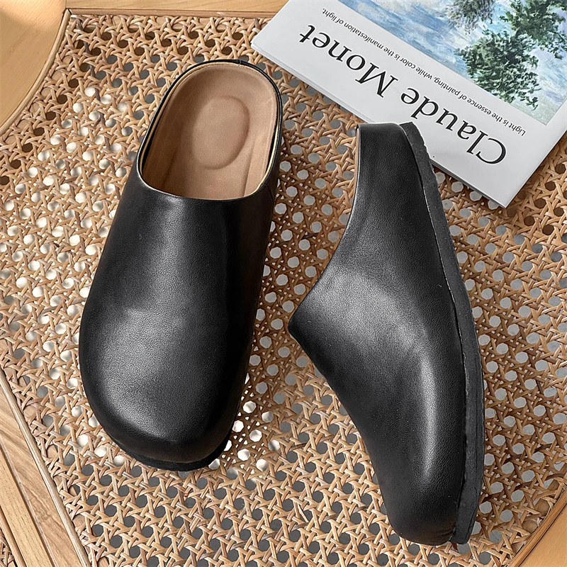 Classic Comfy Soft Sole Muller Shoes Leisure Walk Slippers Men Non-slip Summer Flats Stylish Sandals Male Half Drag Beach Shoes
