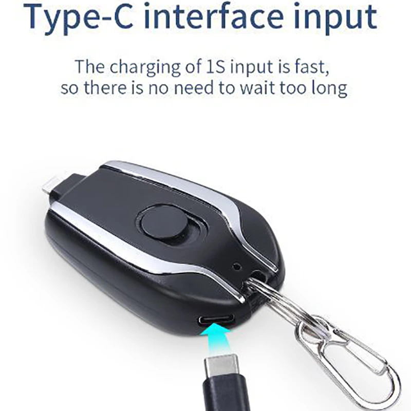 1500mAh Android Portable Charger Keychain Charger With Type C Ultra
