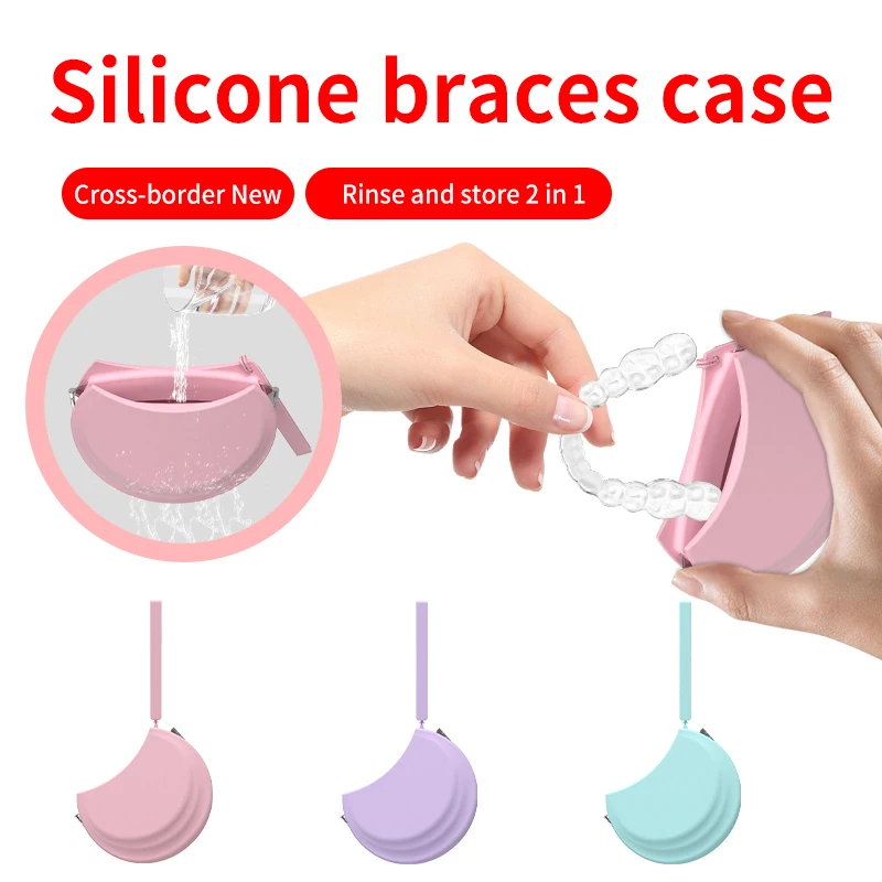 

Silicone Dental Denture Case Retainer Storage Box Mouth Guard Container Denture Case Sealed Braces Box Oral Hygiene Supplies