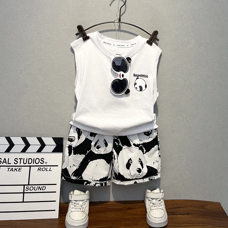 

Kids Vest Suit 2023 New Children Boys Girls Cartoon T Shirt Shorts Toddler Casual Clothing Set 2 3 4 5 6 7 Yrs
