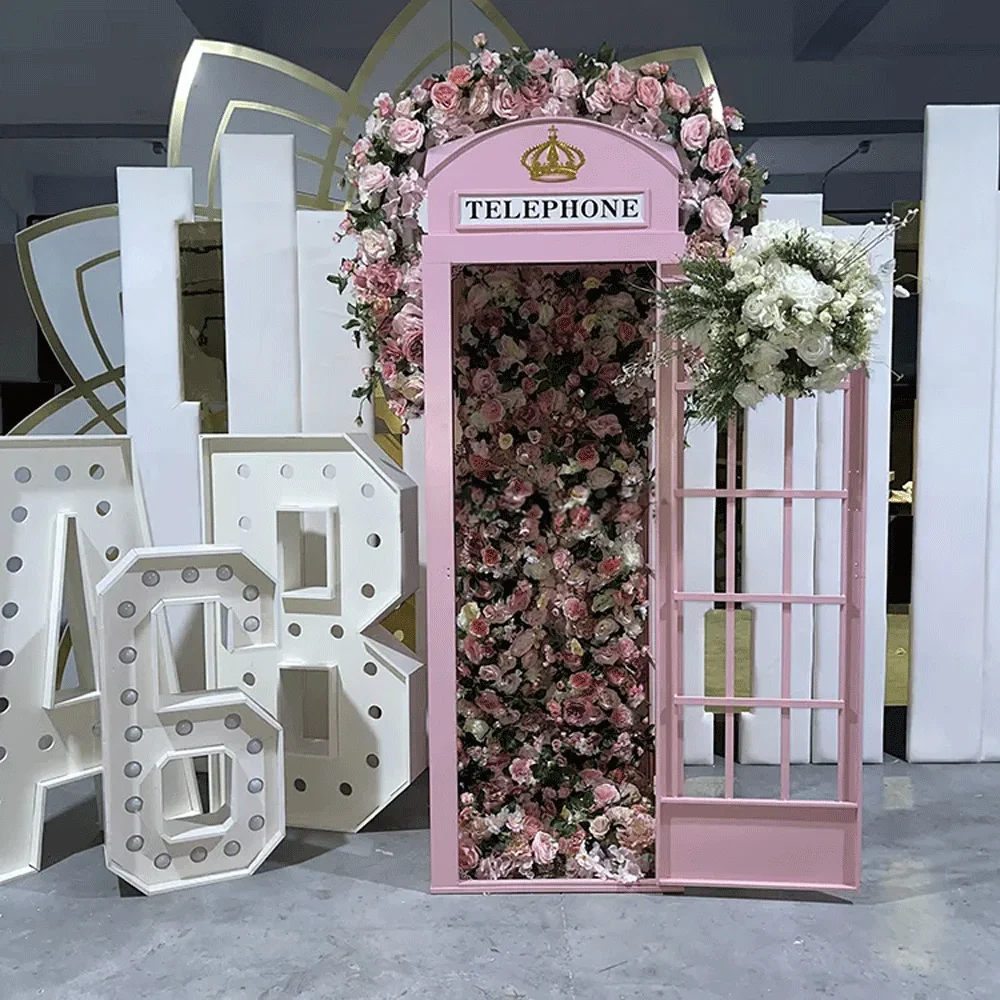 

Factory Price Customized Wedding London Photography Props Telephone Booth Pink Telephone Booth for Sale