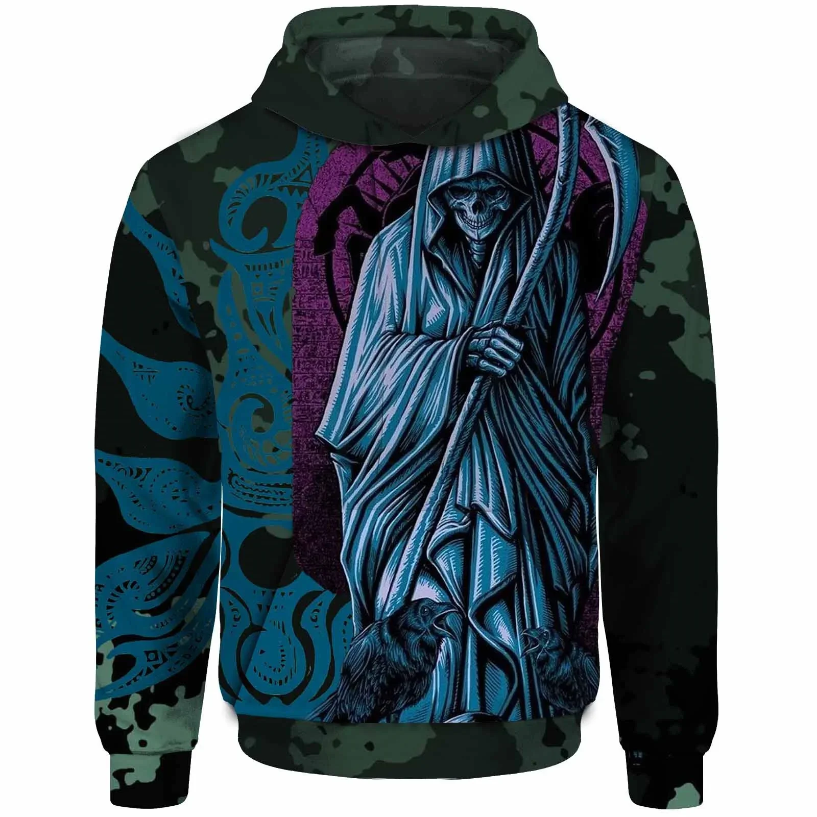 thumbnail image 1 of Sudadera con capucha de otoño para hombre, sudadera con capucha con estampado de guerrero gótico y calavera, sudadera con capucha para hombre, ropa Y2k, sudaderas, ropa, 1 of 5