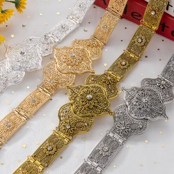 Fatima Luxury Morocco Crystal Wedding Dress Gold And Silver Color Metal Belt Jewelry For Women waist Chain