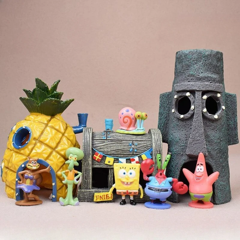 SpongeBob SquarePants Patrick Anime Action Figures Cartoon Mini Dolls Fish Tank Decoration Landscaping Aquarium Birthday Gifts