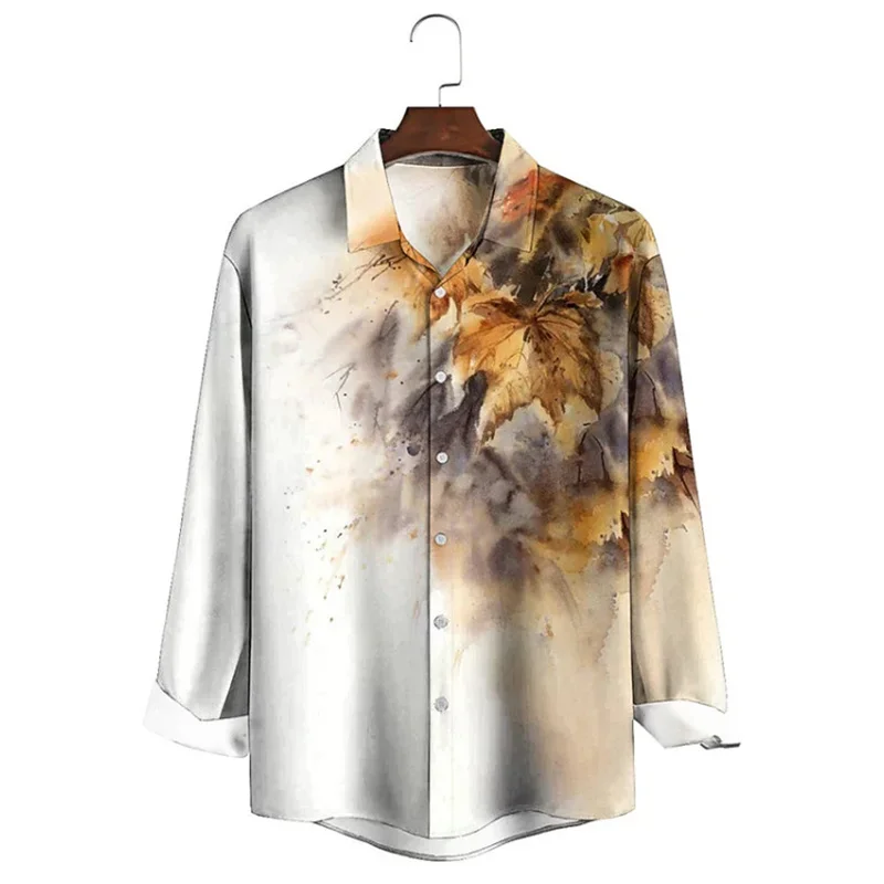 

Men's shirt pattern shirt plus size street daily long sleeved V-neck buckle fashion designer casual, comfortable and breathable