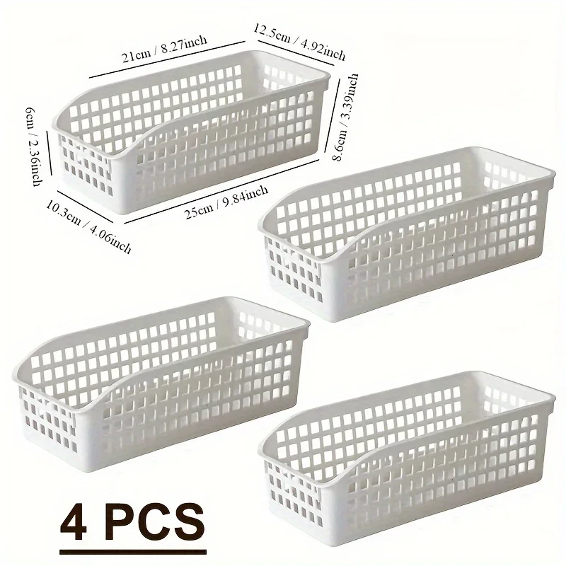4pcs Stackable Storage Basket Set-Multifunctional Plastic Storage Box,Suitable for Books, Snacks,etc.Ideal Choice for Family