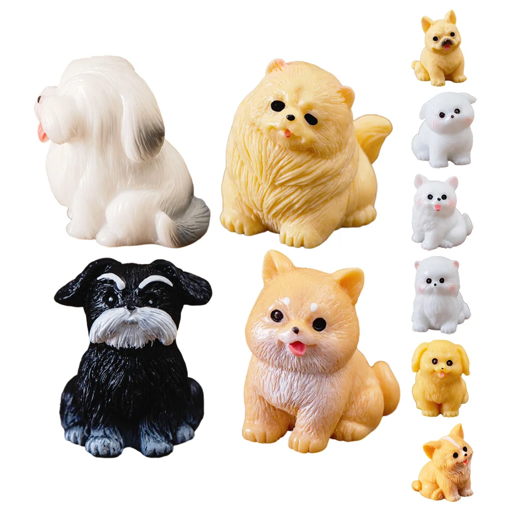 

10pcs Realistic Dog Figurines Ornaments Mini Model Moss Landscape Potted Plants Diy Mini Dogs