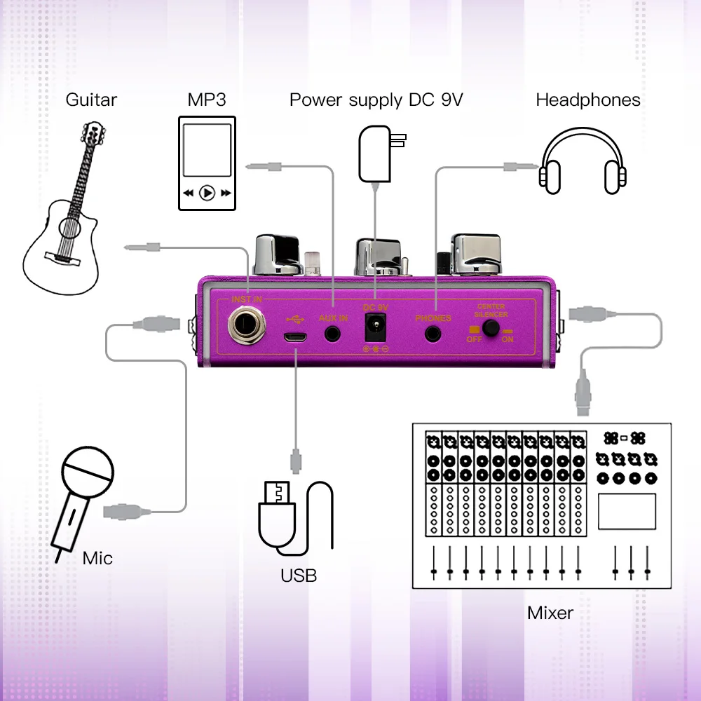 R-16 VOCAL LAB Vocal Guitar Pedal 9 Mixed Vocal Harmony Effects 3-position Vocal