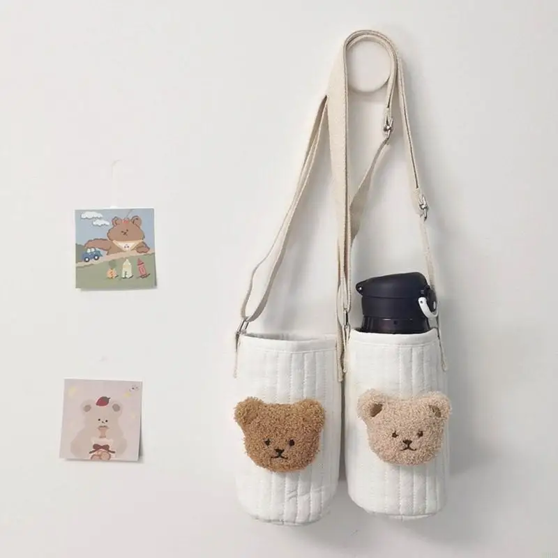 R6FD Reusable Bear Baby Warm Bottle Bag Feeding Bottle Cover Shoulder Bag Crossbody 2