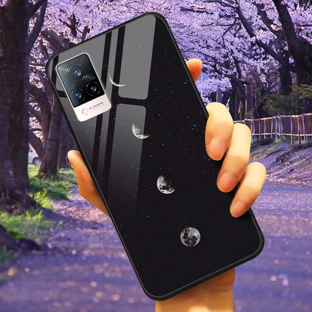 Luxury Protective Soft Bumper Hard Back Phone Case with Tempered Glass