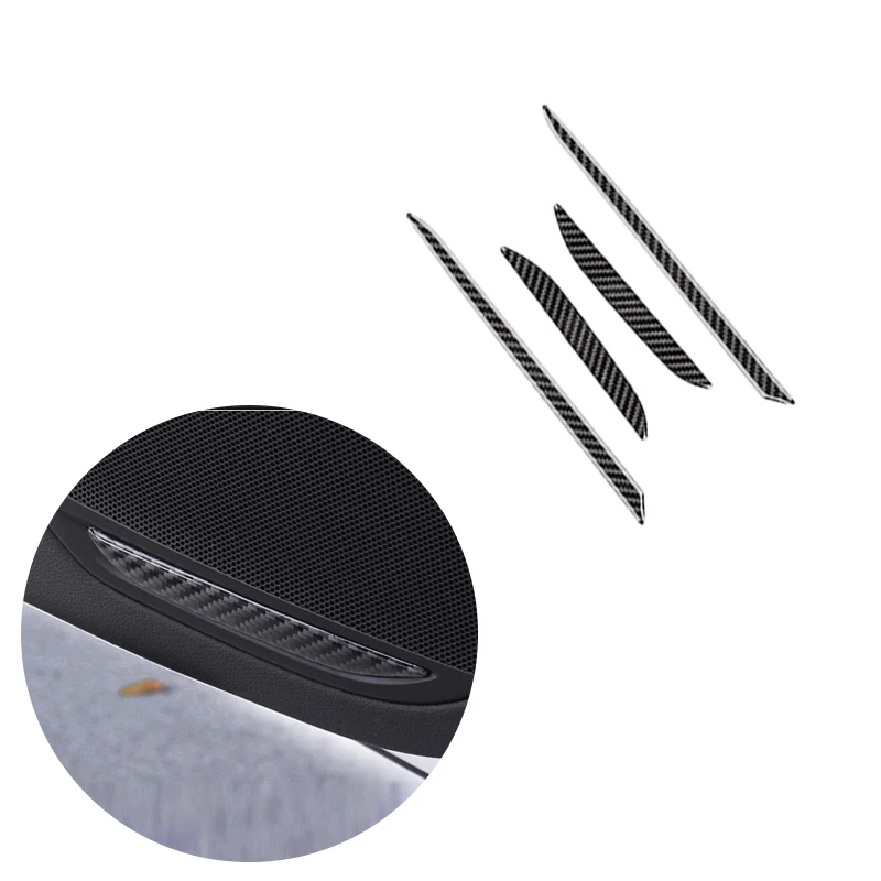 

For Audi A4 B9 A4L 2017 2018 Carbon Fiber Car Speaker Sticker Door Panel Loudspeaker Cover Strips Trim