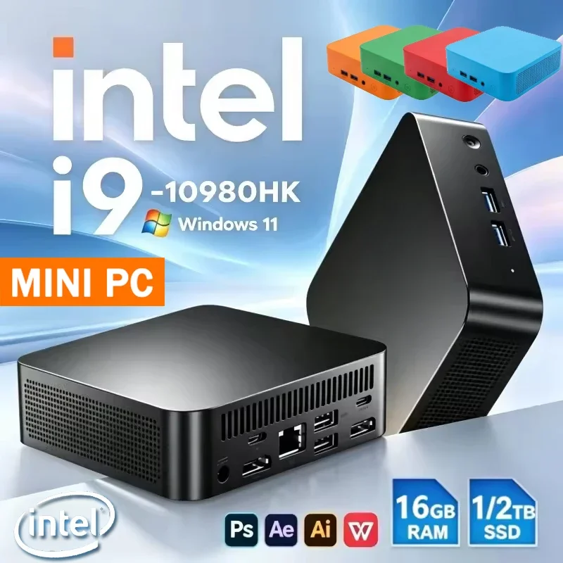 Intel i9 10980HK Mini PC Dual LAN Windows 11 Pro 16GB RAM 1TB 2TB M.2 SSD WIFI6 BT5.2 4K HD Gaming Server HTPC Study
